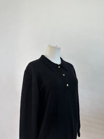Vintage Chloe Wool Sweater Black Gold Buttons L