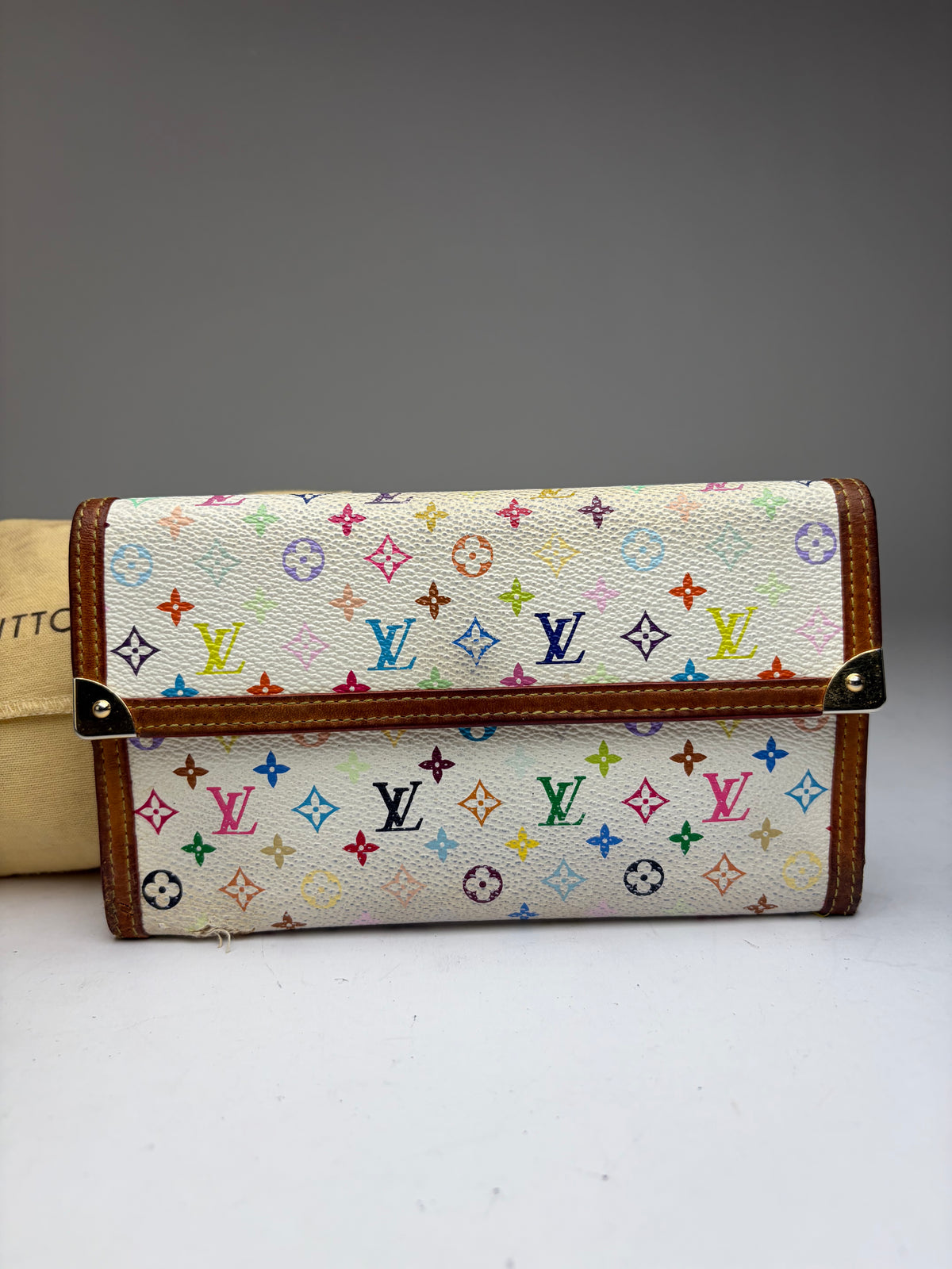 Vintage Louis Vuitton Multicolore Monogram Bifold Wallet 2001 Cream