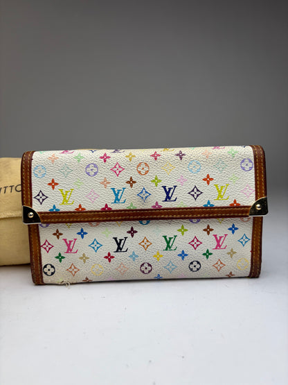 Vintage Louis Vuitton Multicolore Monogram Bifold Wallet 2001 Cream
