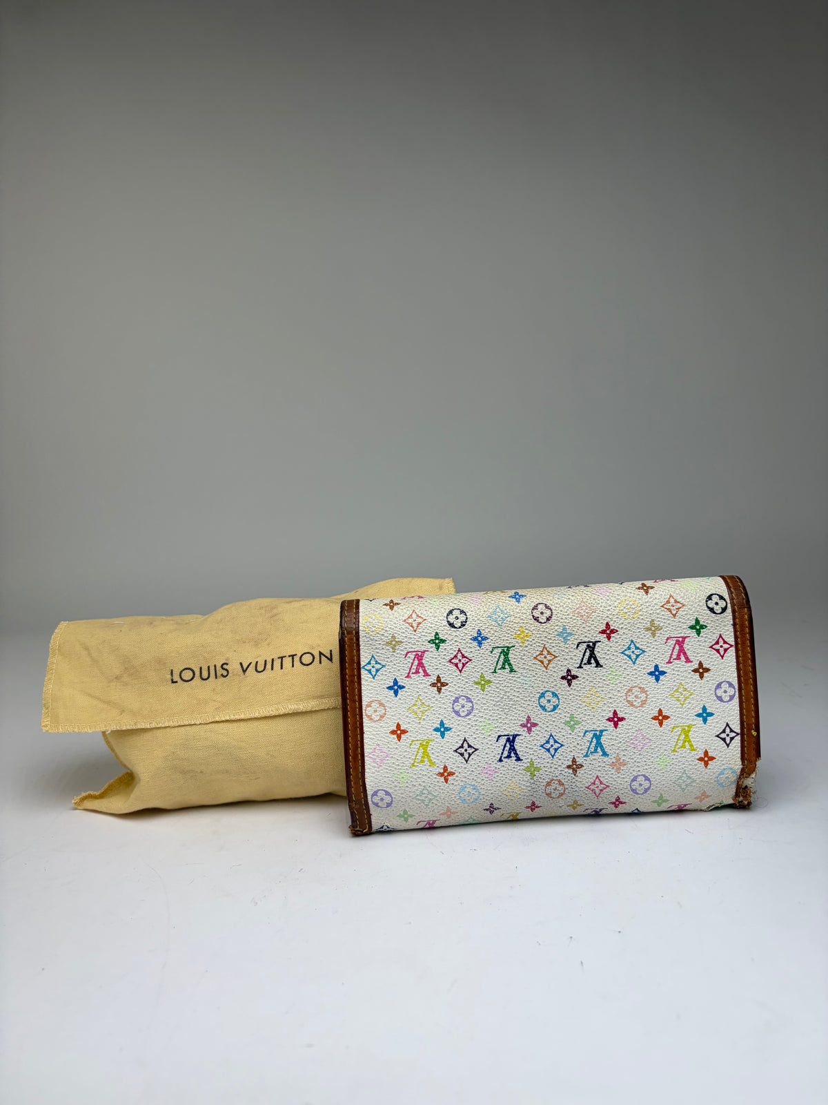 Vintage Louis Vuitton Multicolore Monogram Bifold Wallet 2001 Cream
