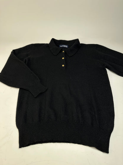 Vintage Chloe Wool Sweater Black Gold Buttons L