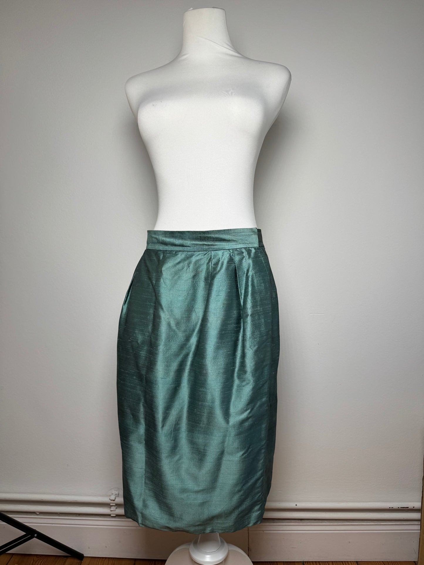 Vintage Yves Saint Laurent Skirt Metallic Turquise m