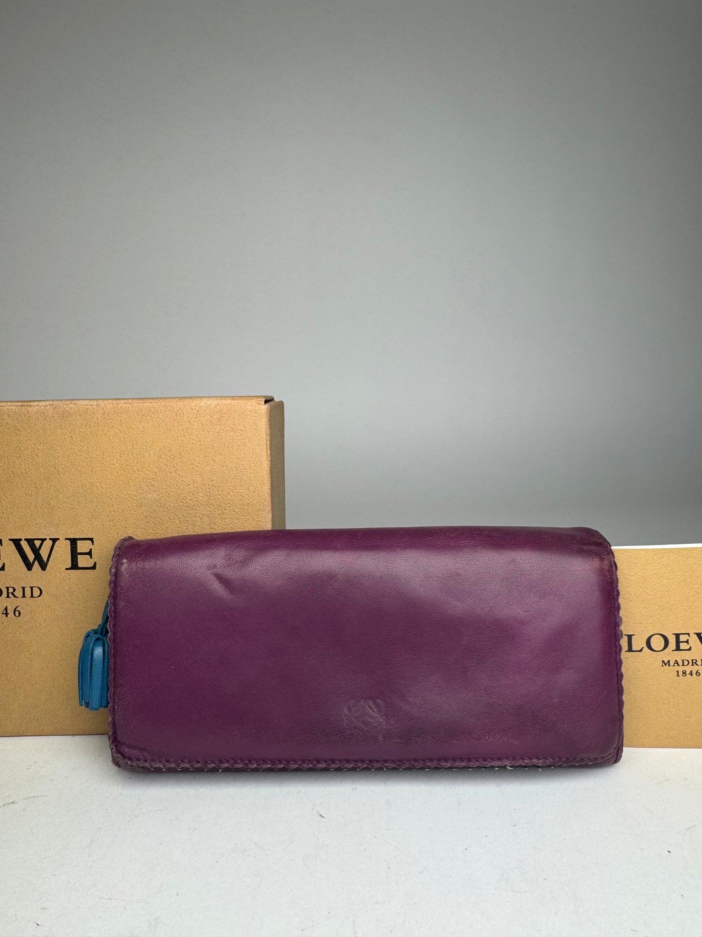 Vintage Loewe Madrid Leather Wallet purple blue