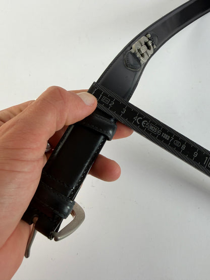 Vintage Salvatore Ferragamo Gancini Leather Belt Late 1990s Black Silver