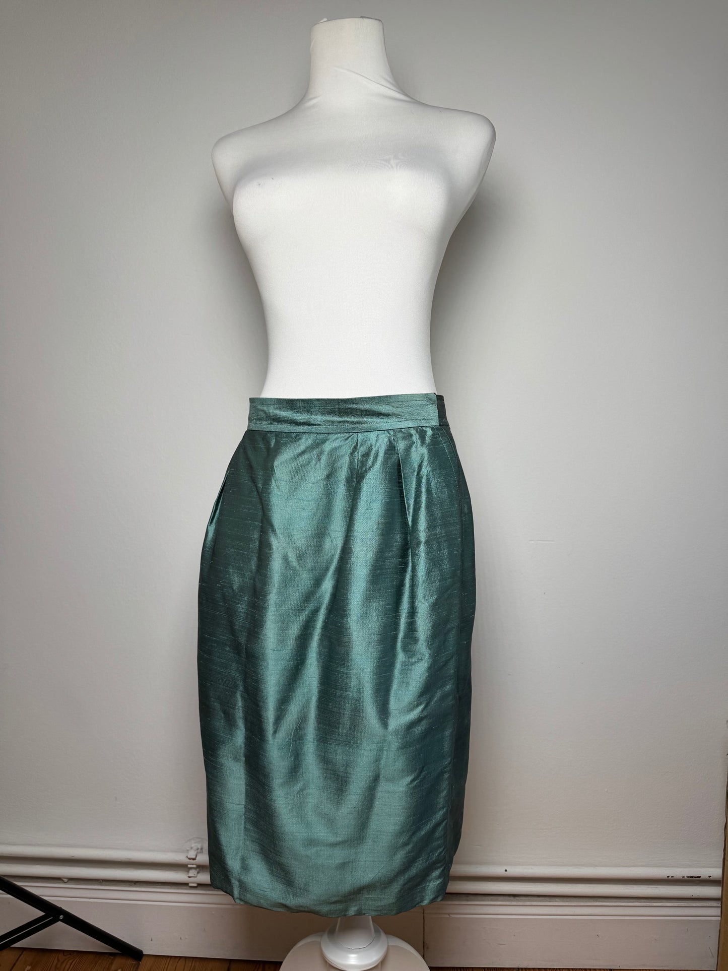 Vintage Yves Saint Laurent Skirt Metallic Turquise m