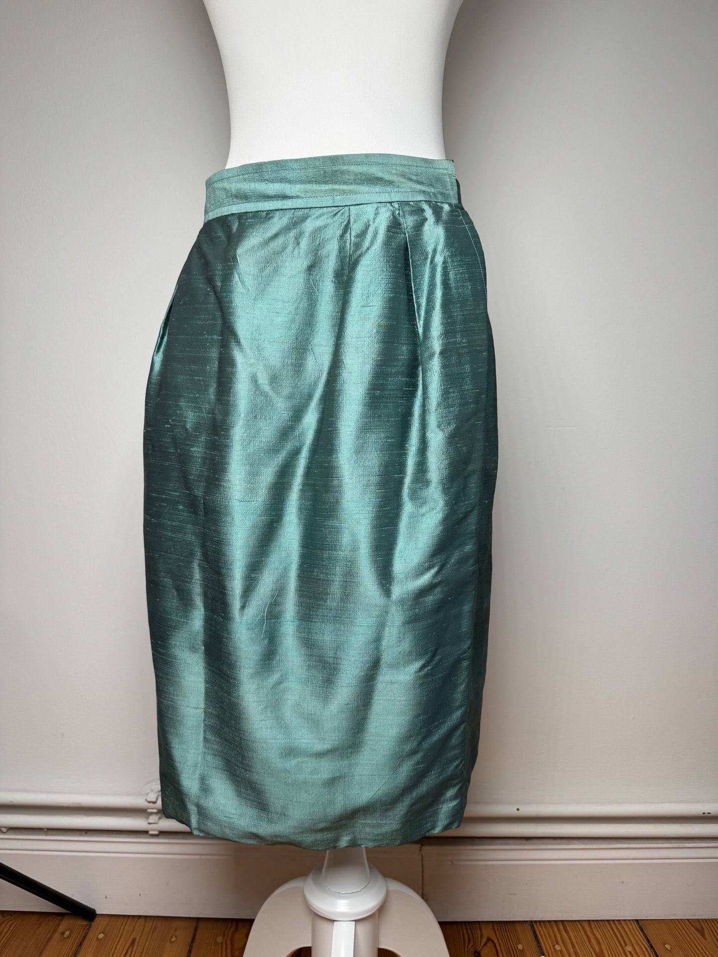 Vintage Yves Saint Laurent Skirt Metallic Turquise m