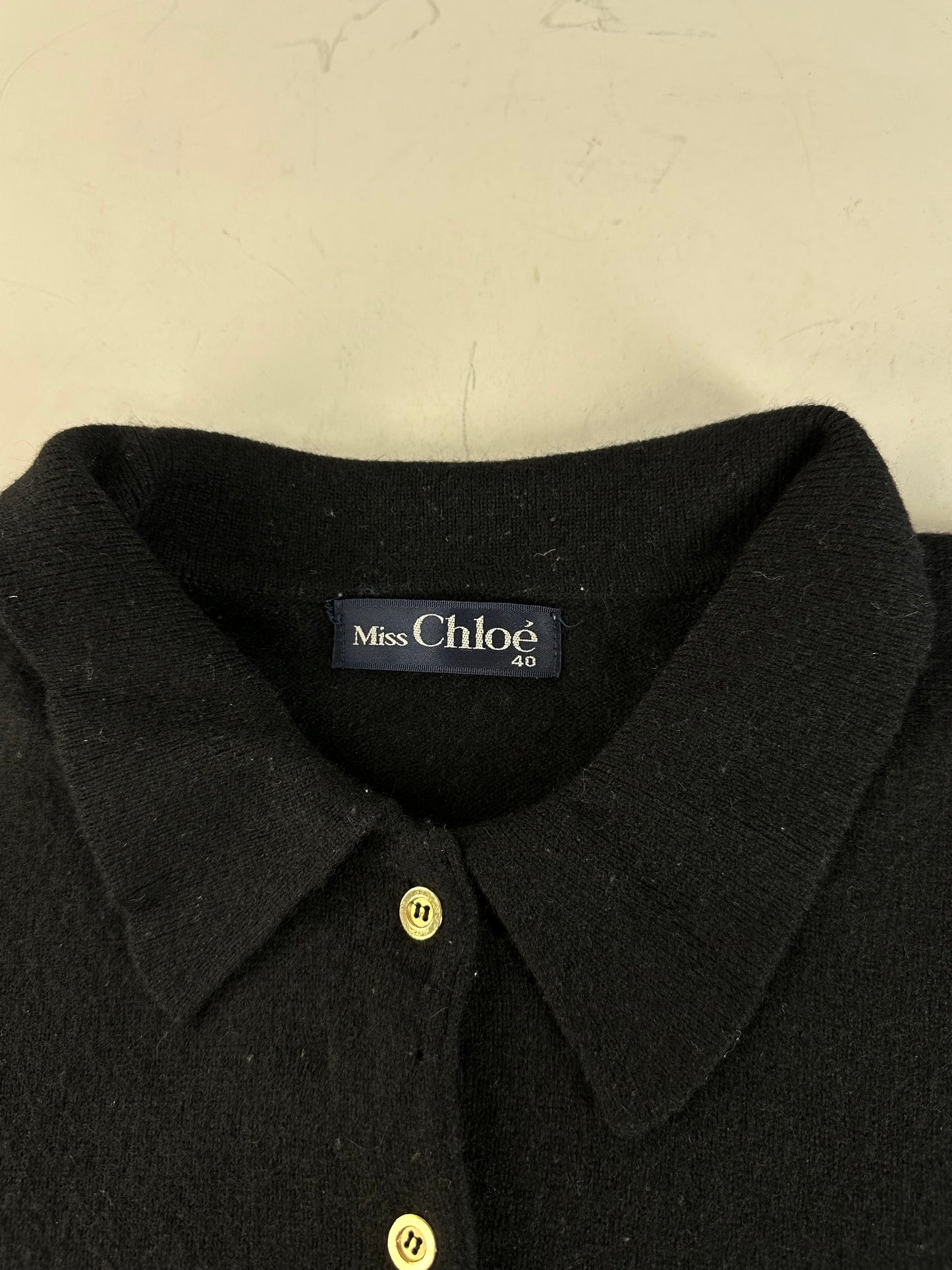 Vintage Chloe Wool Sweater Black Gold Buttons L