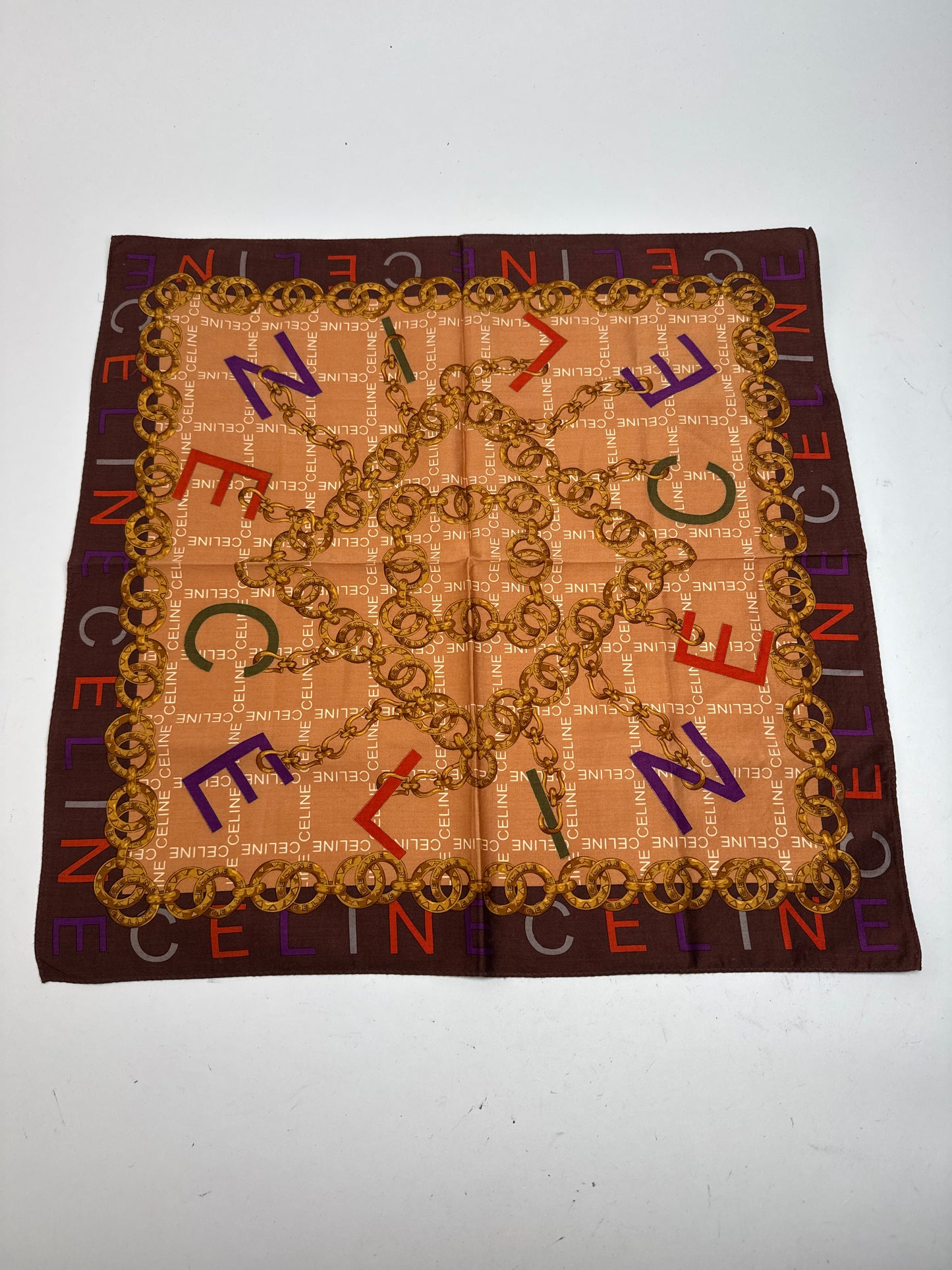 Vintage Celine Scarf Orange Brown