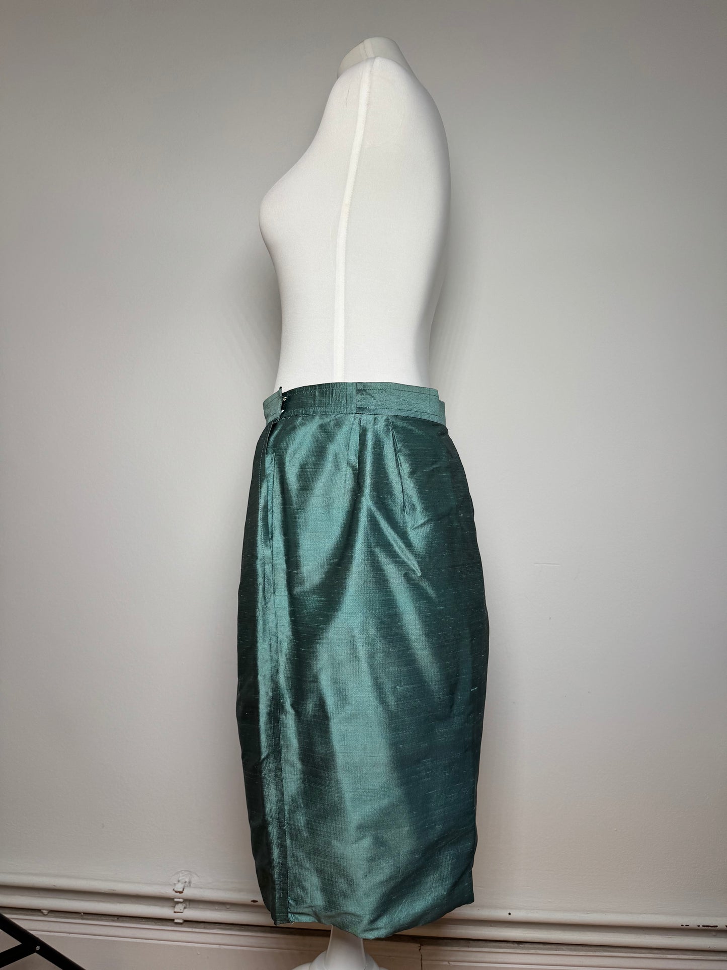 Vintage Yves Saint Laurent Skirt Metallic Turquise m
