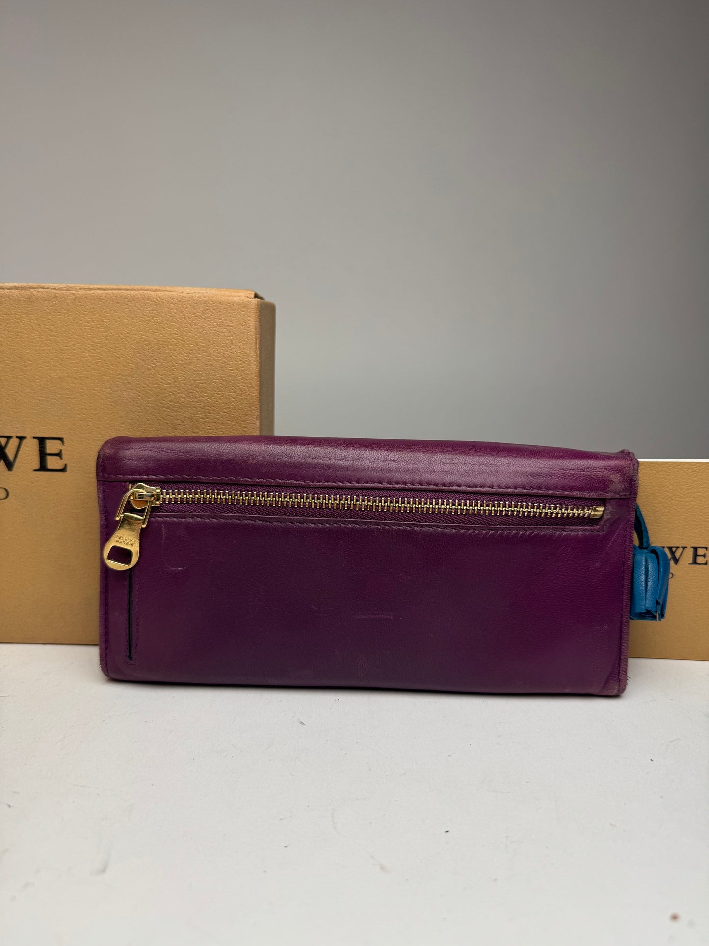 Vintage Loewe Madrid Leather Wallet purple blue