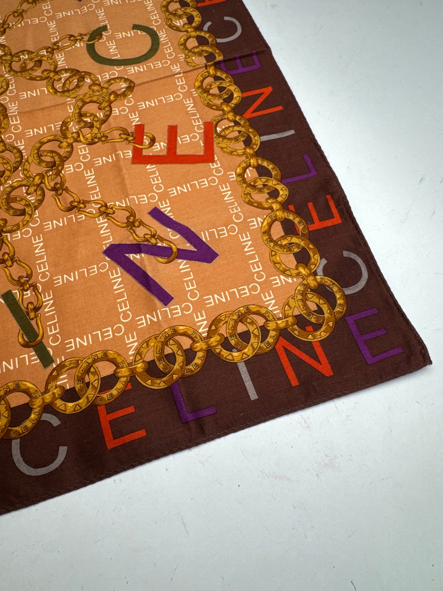 Vintage Celine Scarf Orange Brown