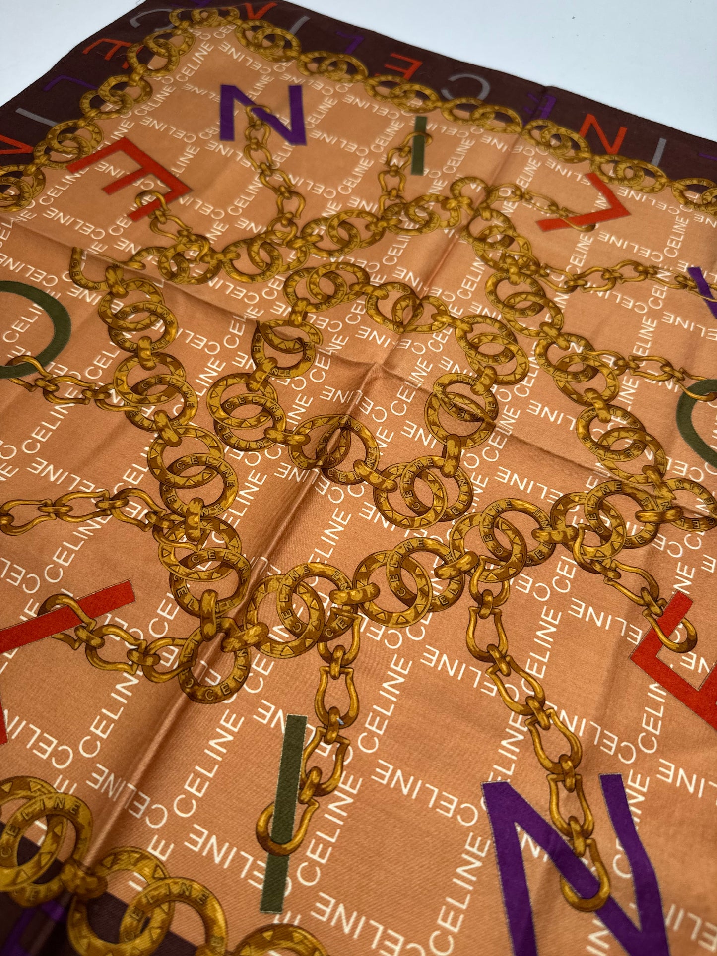Vintage Celine Scarf Orange Brown