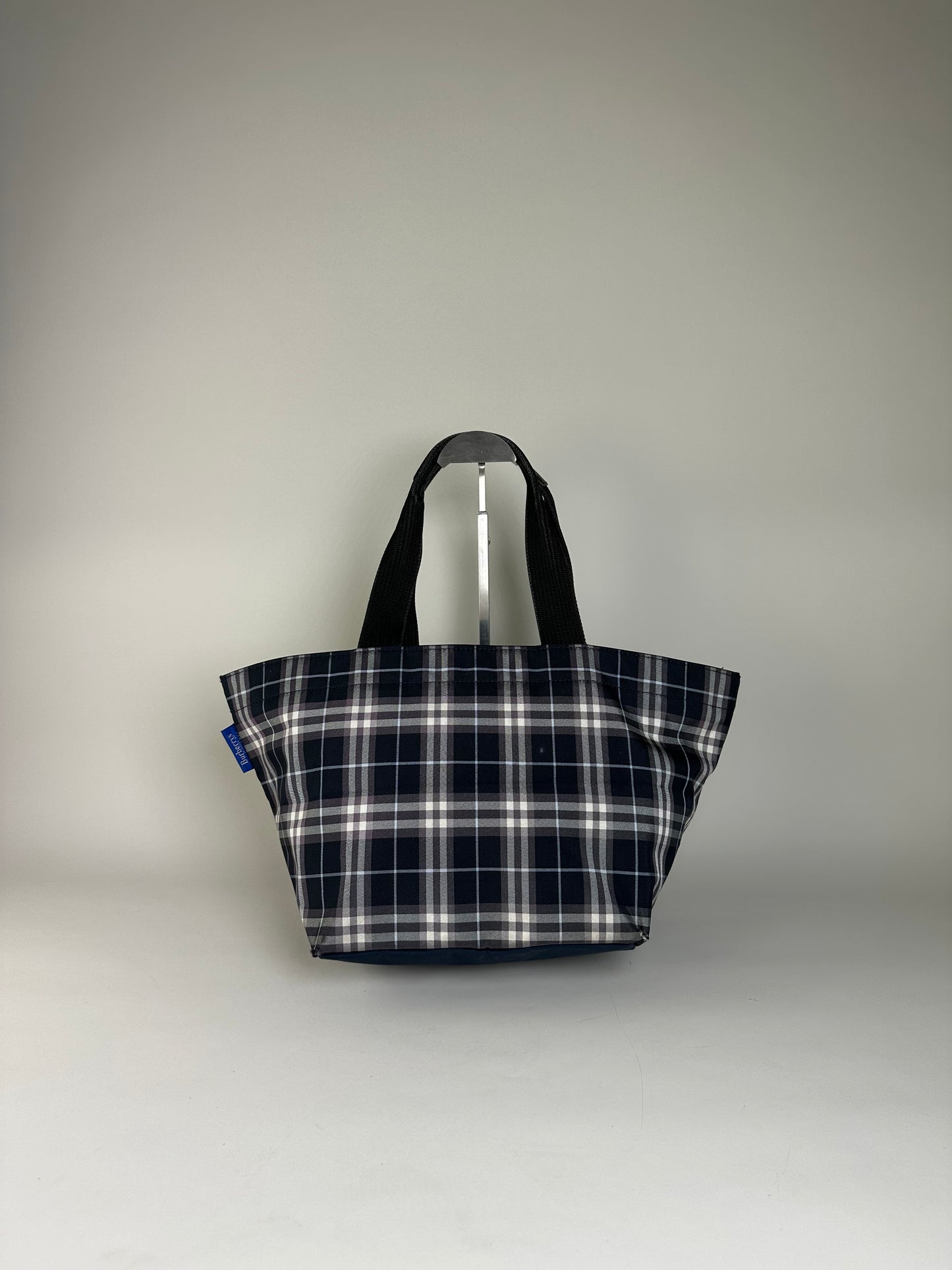 Vintage Burberry Nylon Tote Bag Navy White Gray