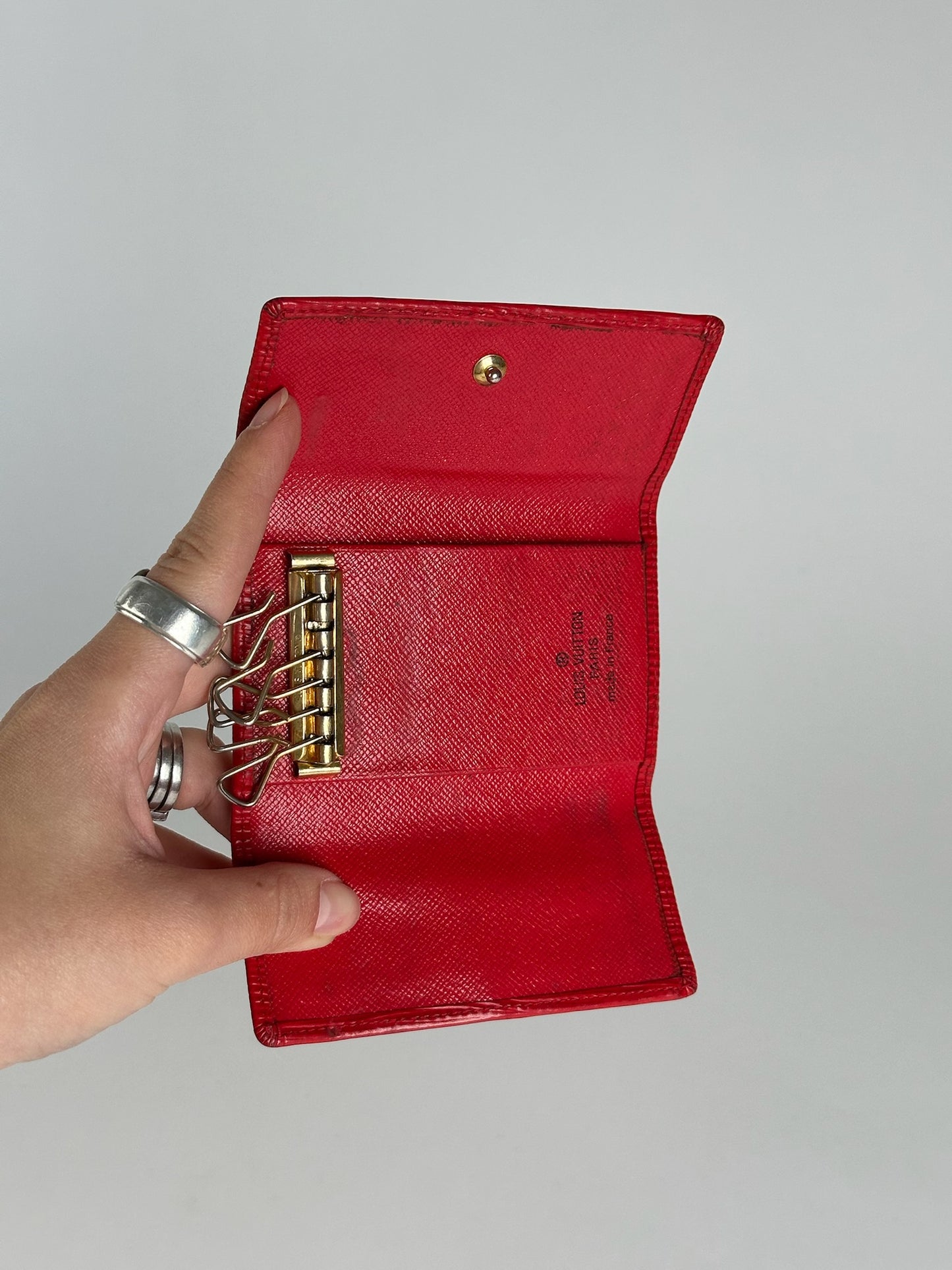 Vintage Louis Vuitton EPI Leather Key Holder red