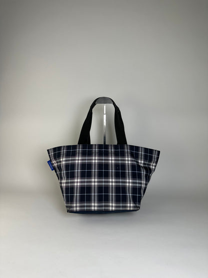 Vintage Burberry Nylon Tote Bag Navy White Gray