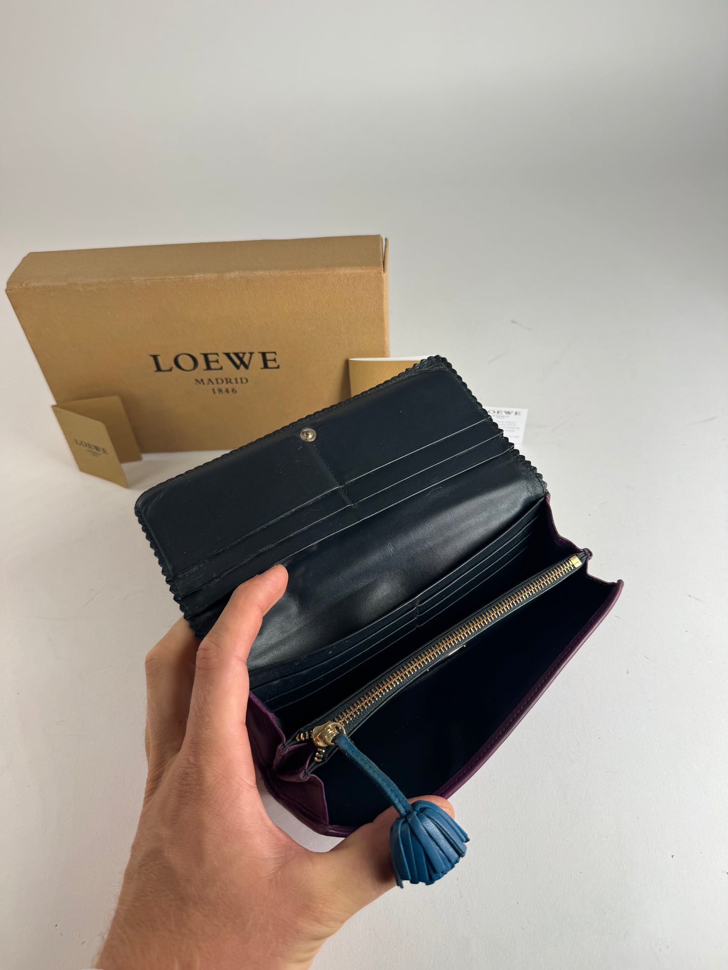 Vintage Loewe Madrid Leather Wallet purple blue