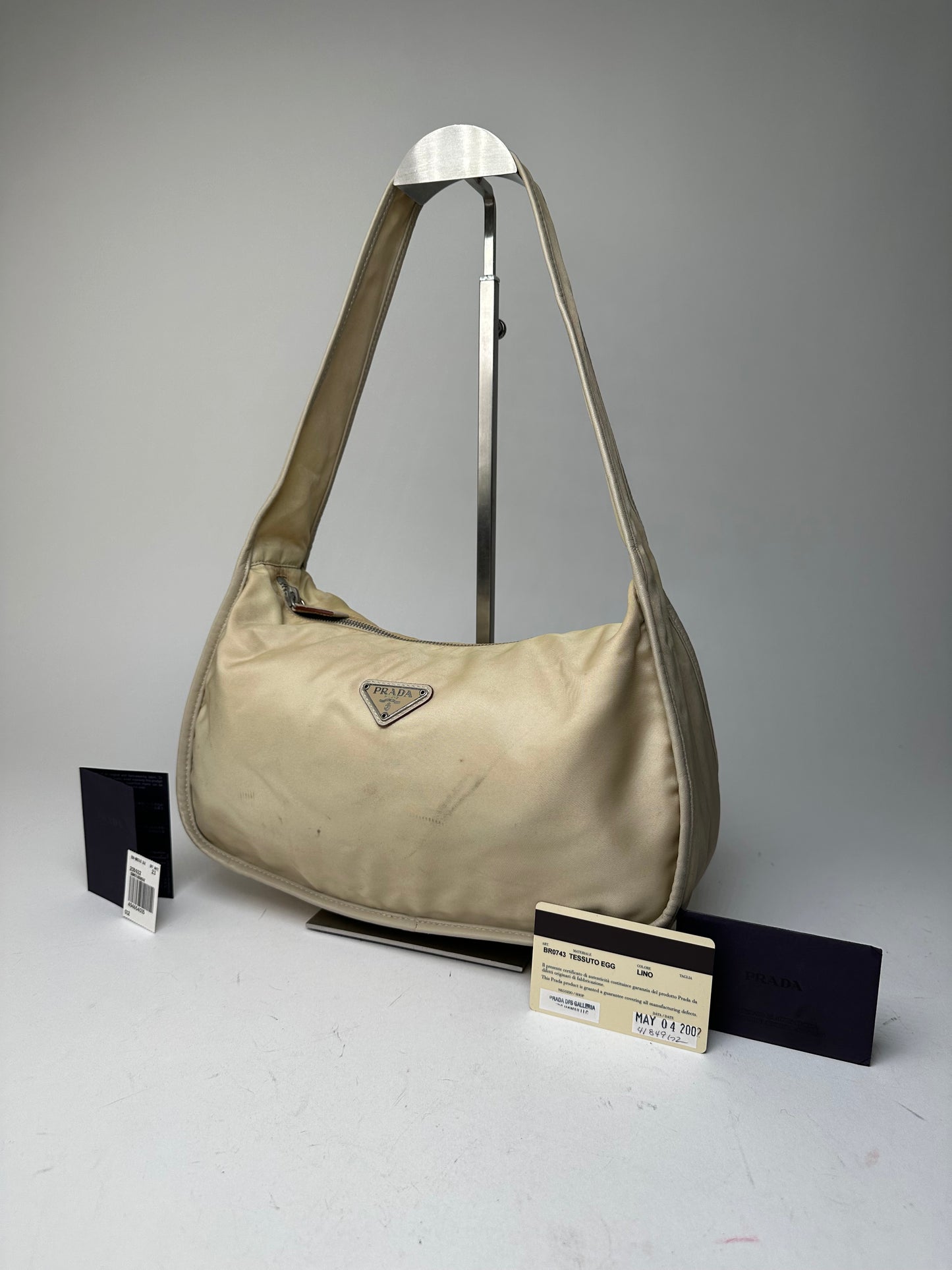 Vintage Prada Shoulder Bag Tessuto Lino