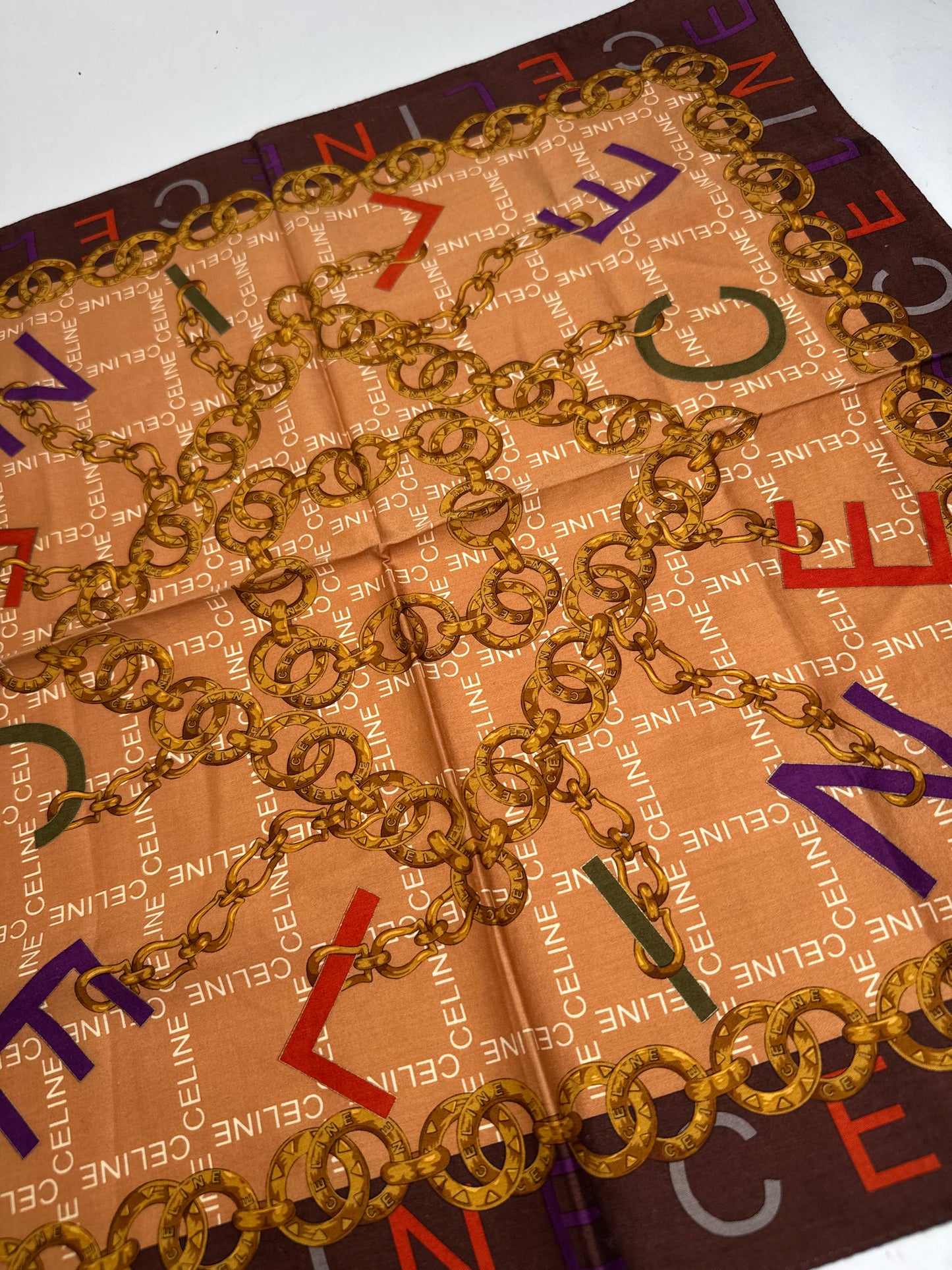 Vintage Celine Scarf Orange Brown