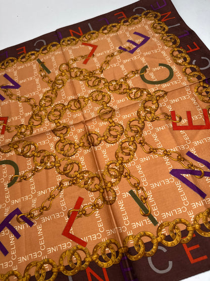 Vintage Celine Scarf Orange Brown