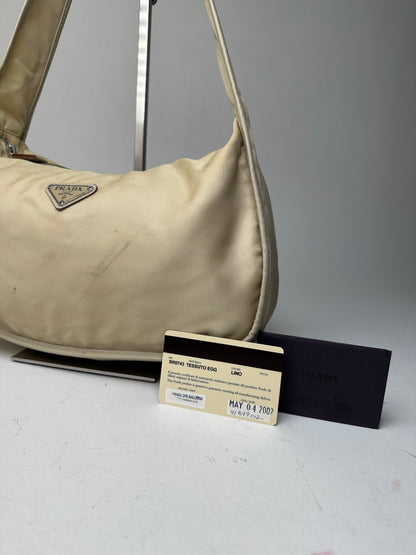 Vintage Prada Shoulder Bag Tessuto Lino