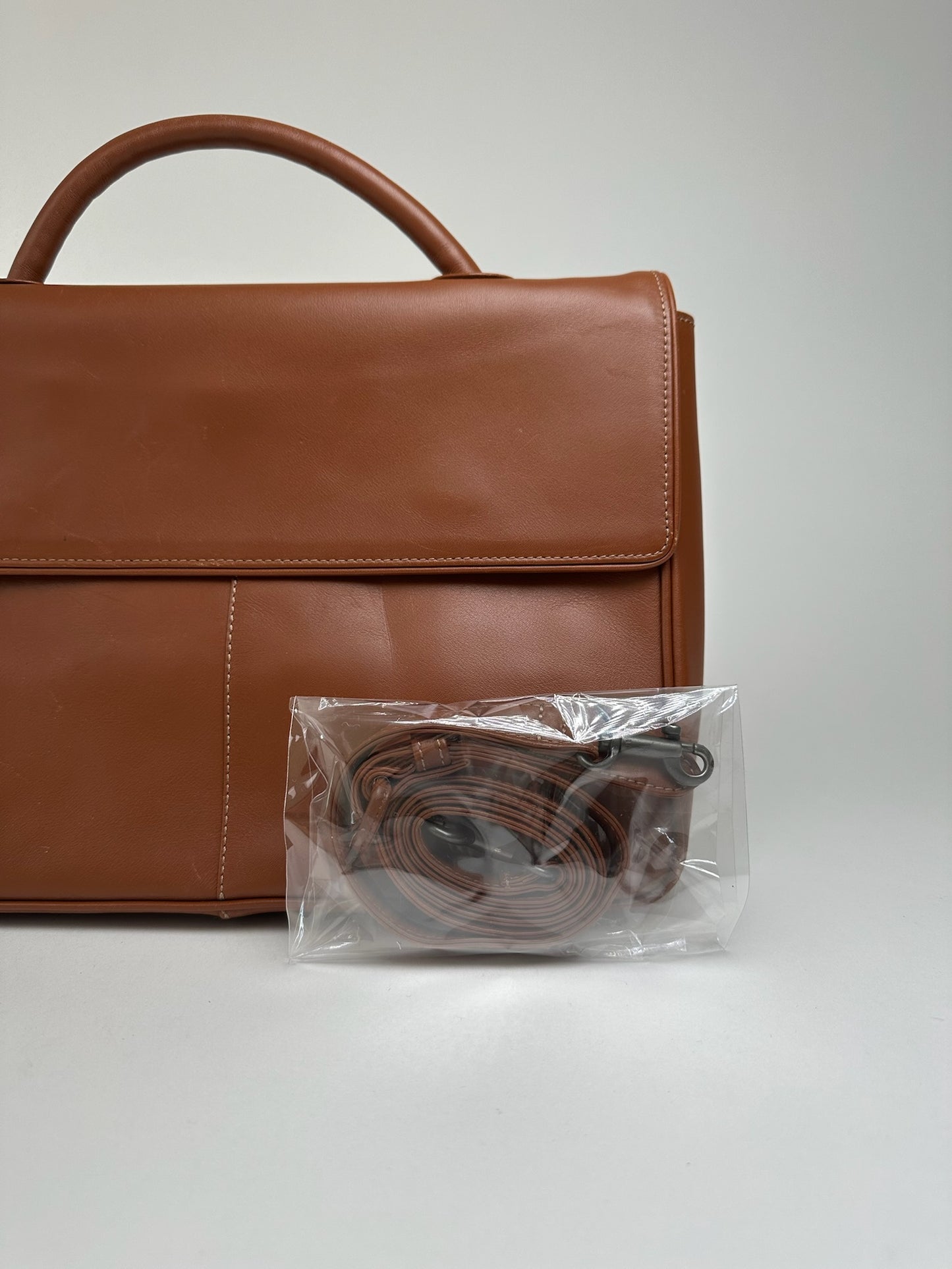 Vintage Issey Miyake 2way leather bag brown