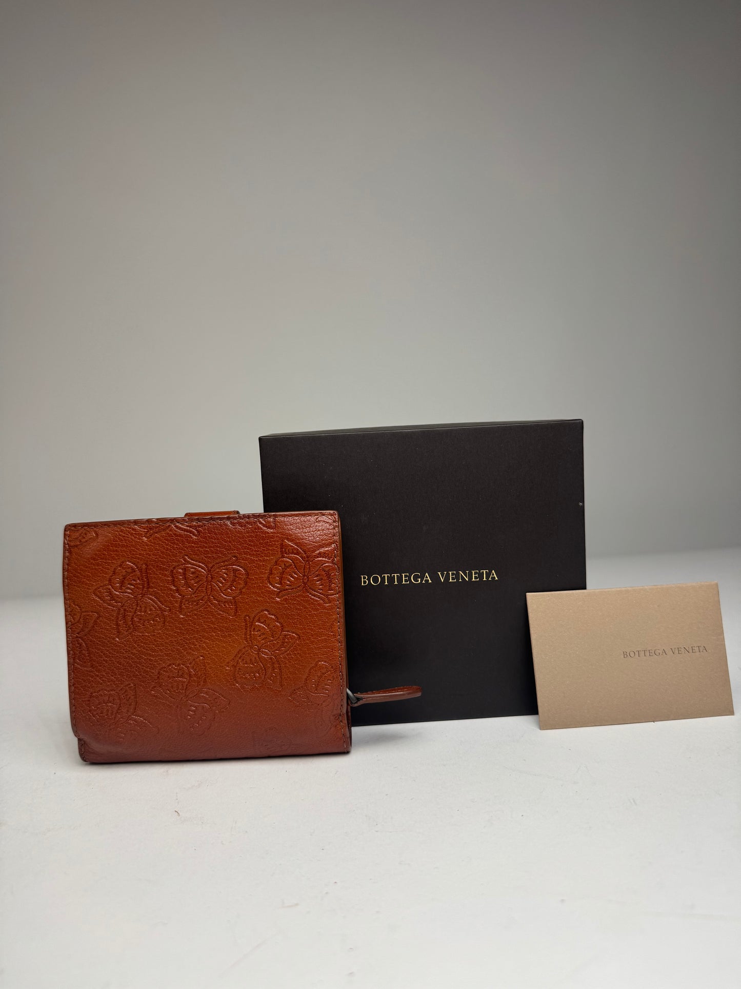 Vintage Bottega Veneta Butterfly Monogram Leather Wallet Brown