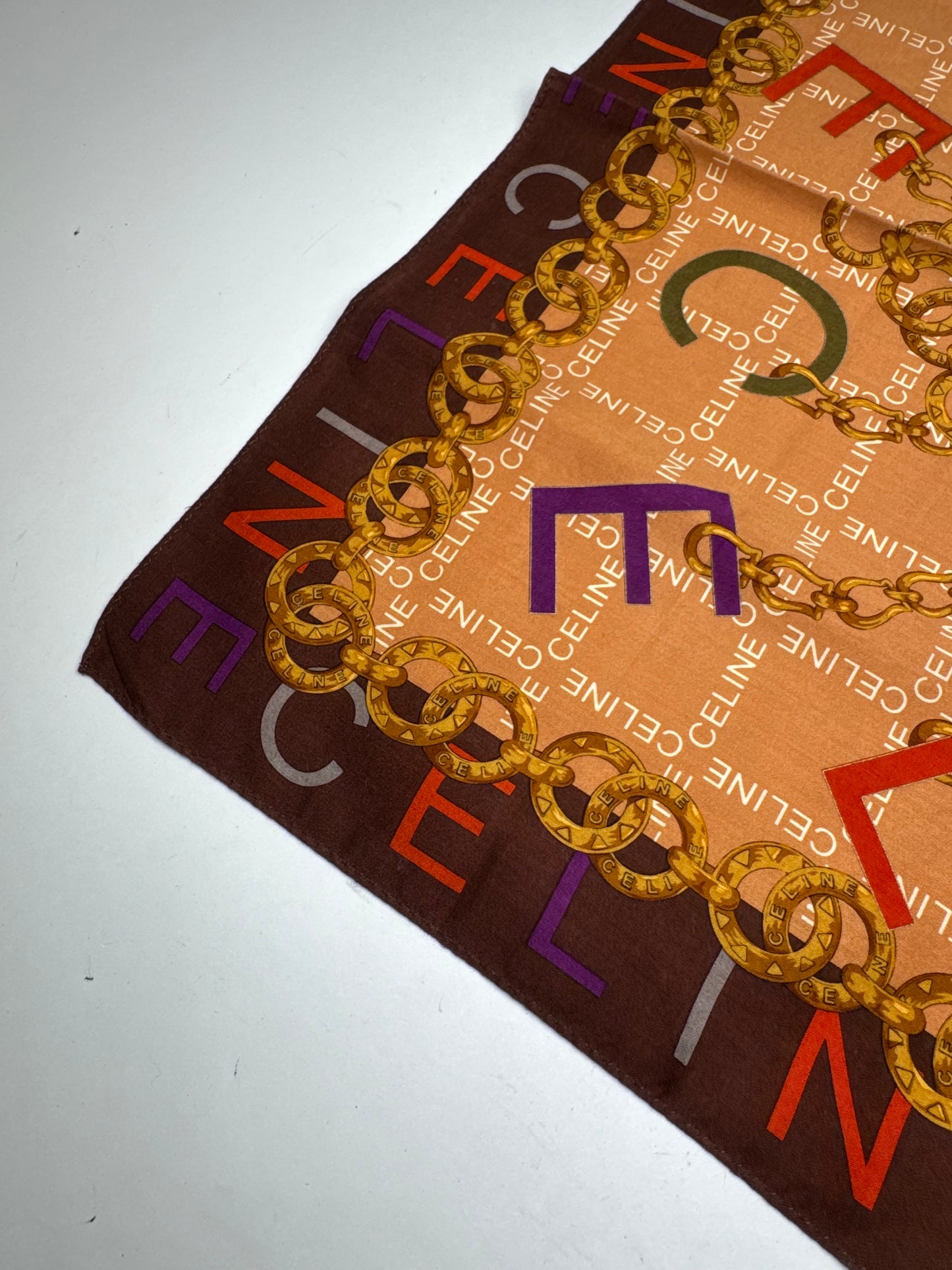 Vintage Celine Scarf Orange Brown