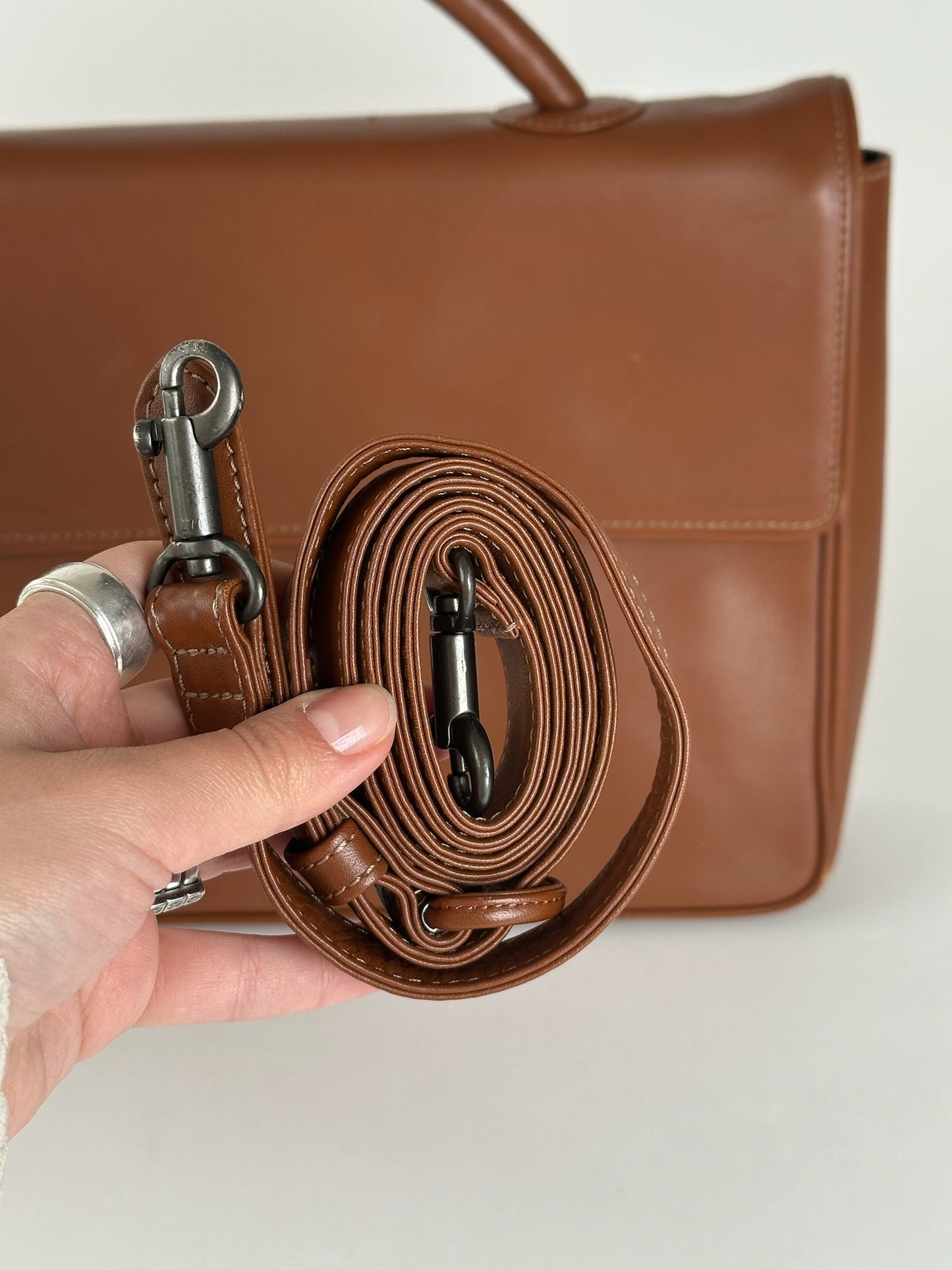 Vintage Issey Miyake 2way leather bag brown