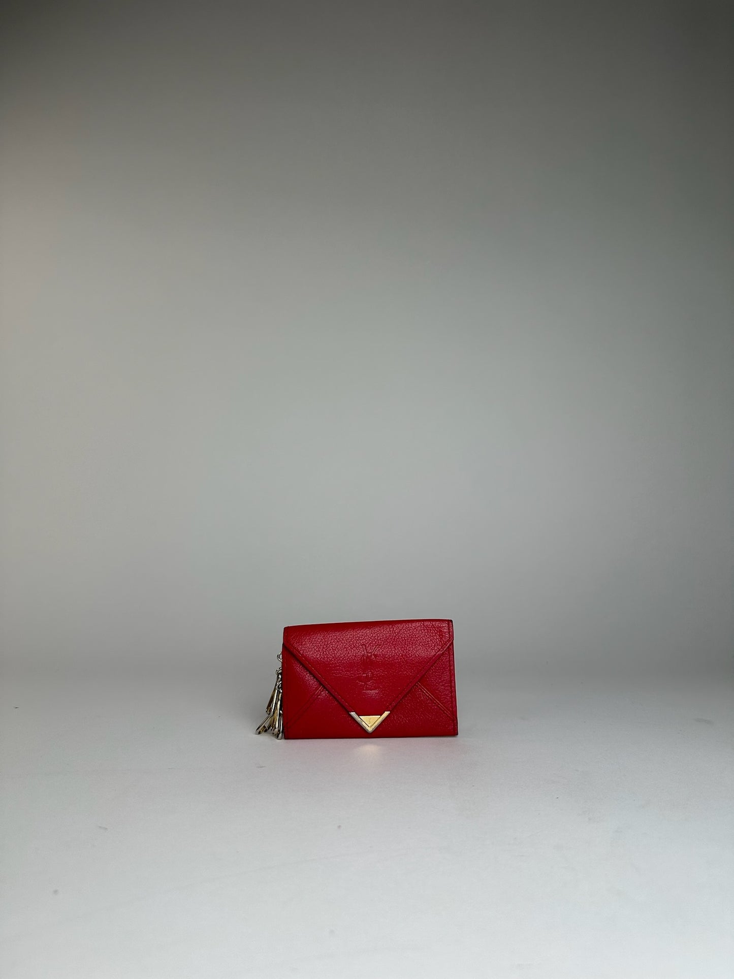 Vintage Yves Saint Laurent Leather Card Holder \ Key Holder Red