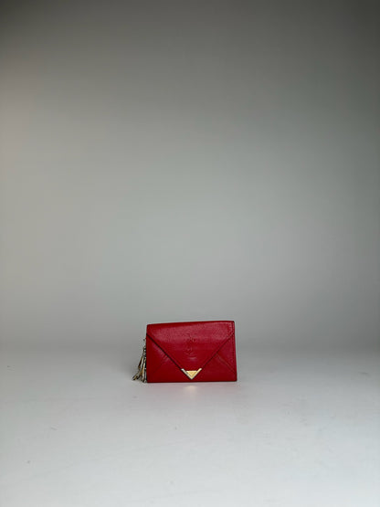 Vintage Yves Saint Laurent Leather Card Holder \ Key Holder Red