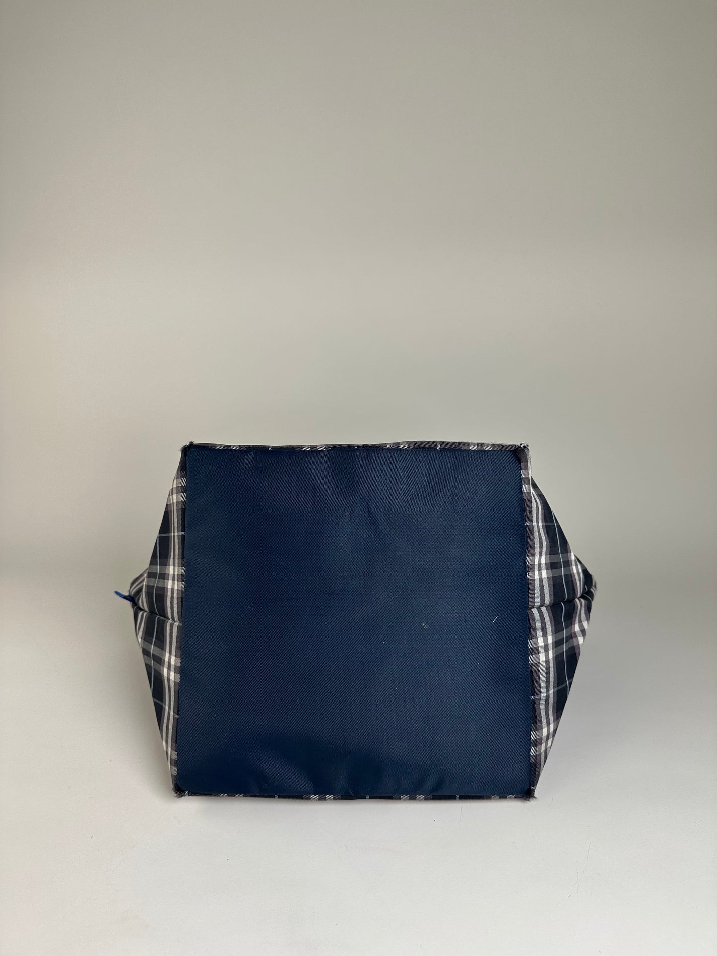 Vintage Burberry Nylon Tote Bag Navy White Gray