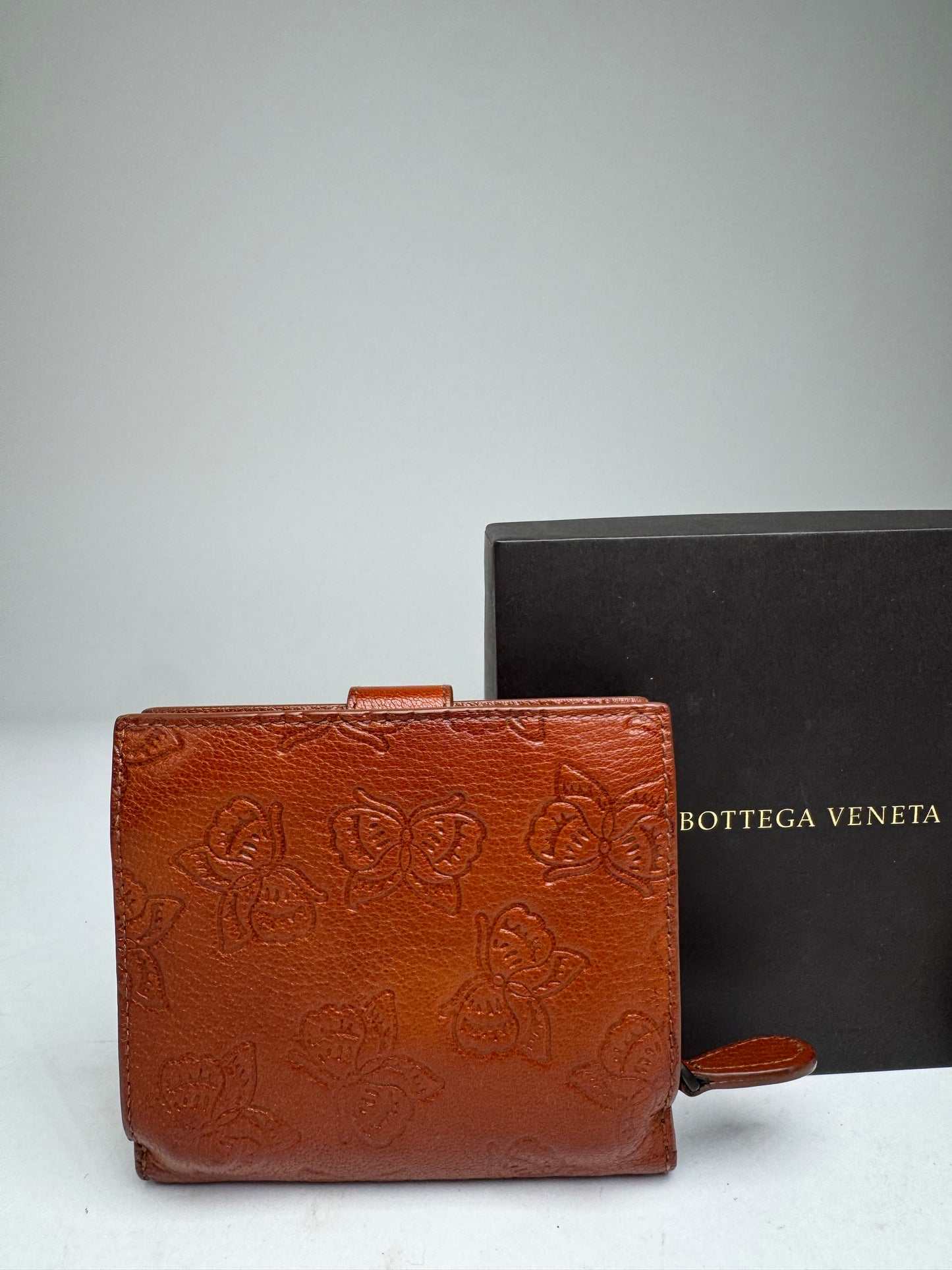 Vintage Bottega Veneta Butterfly Monogram Leather Wallet Brown