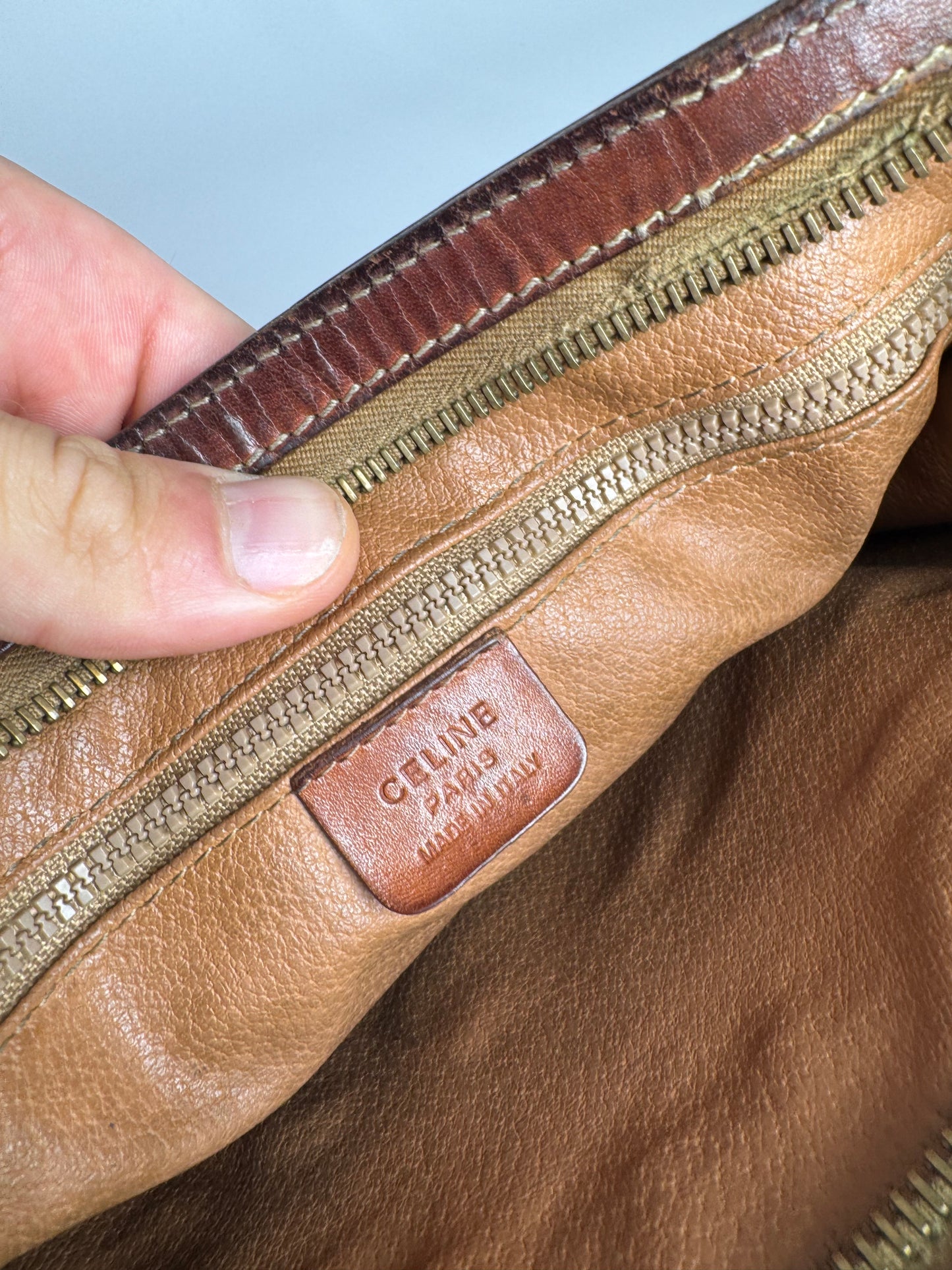 Vintage Celine Paris Leather Monogram Clutch Brown