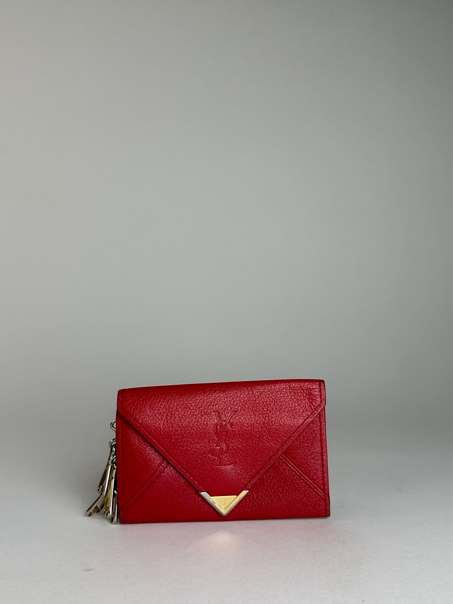 Vintage Yves Saint Laurent Leather Card Holder \ Key Holder Red