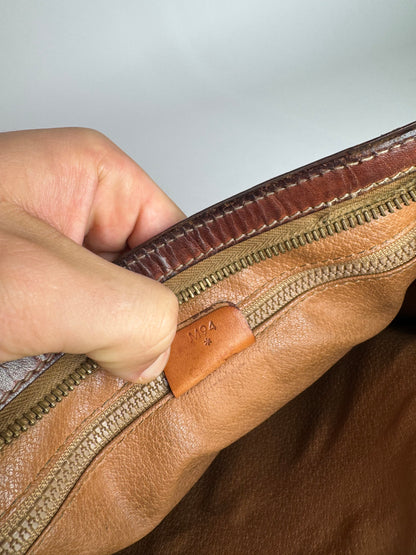 Vintage Celine Paris Leather Monogram Clutch Brown