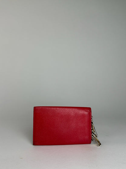 Vintage Yves Saint Laurent Leather Card Holder \ Key Holder Red