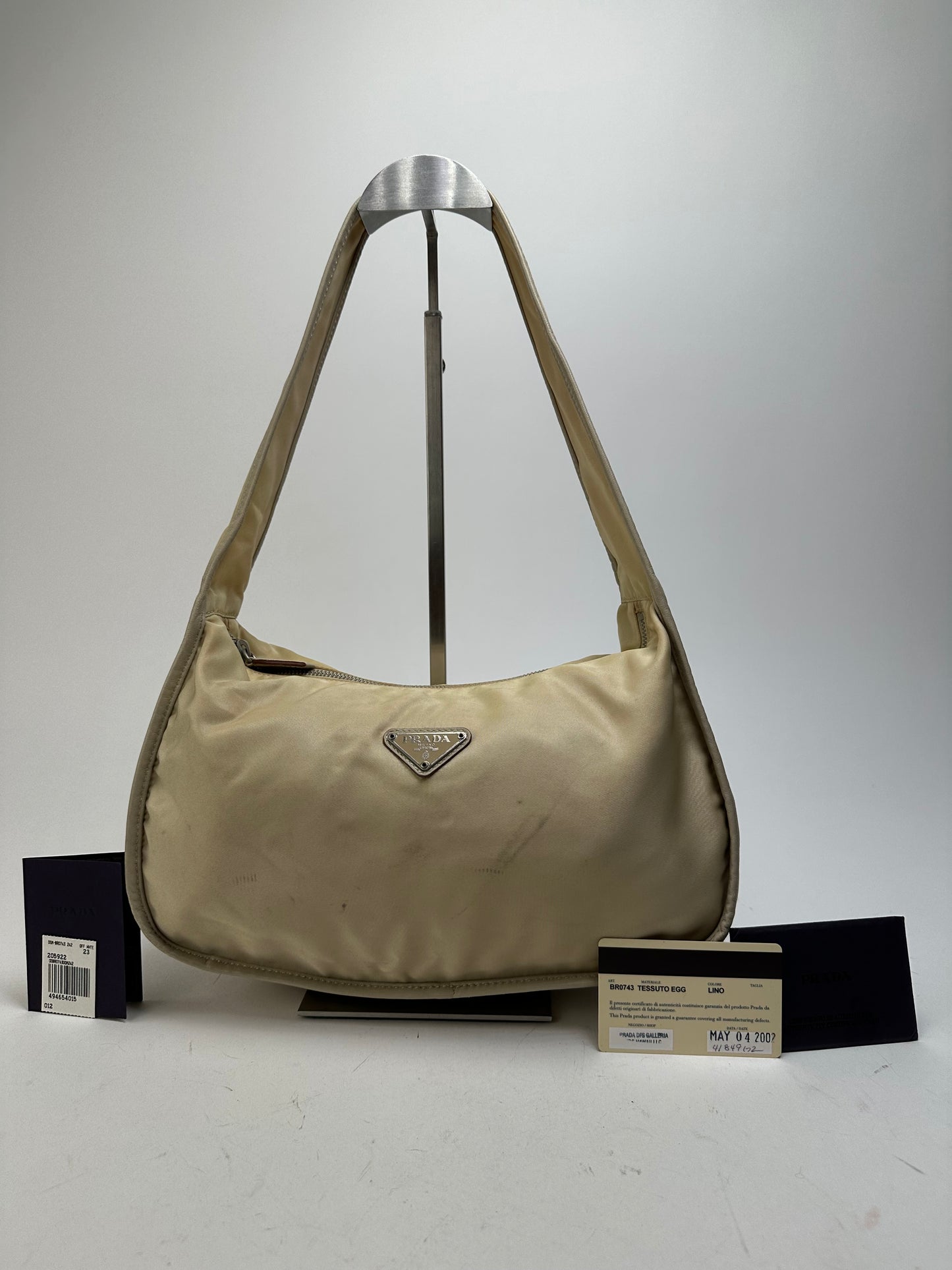 Vintage Prada Shoulder Bag Tessuto Lino