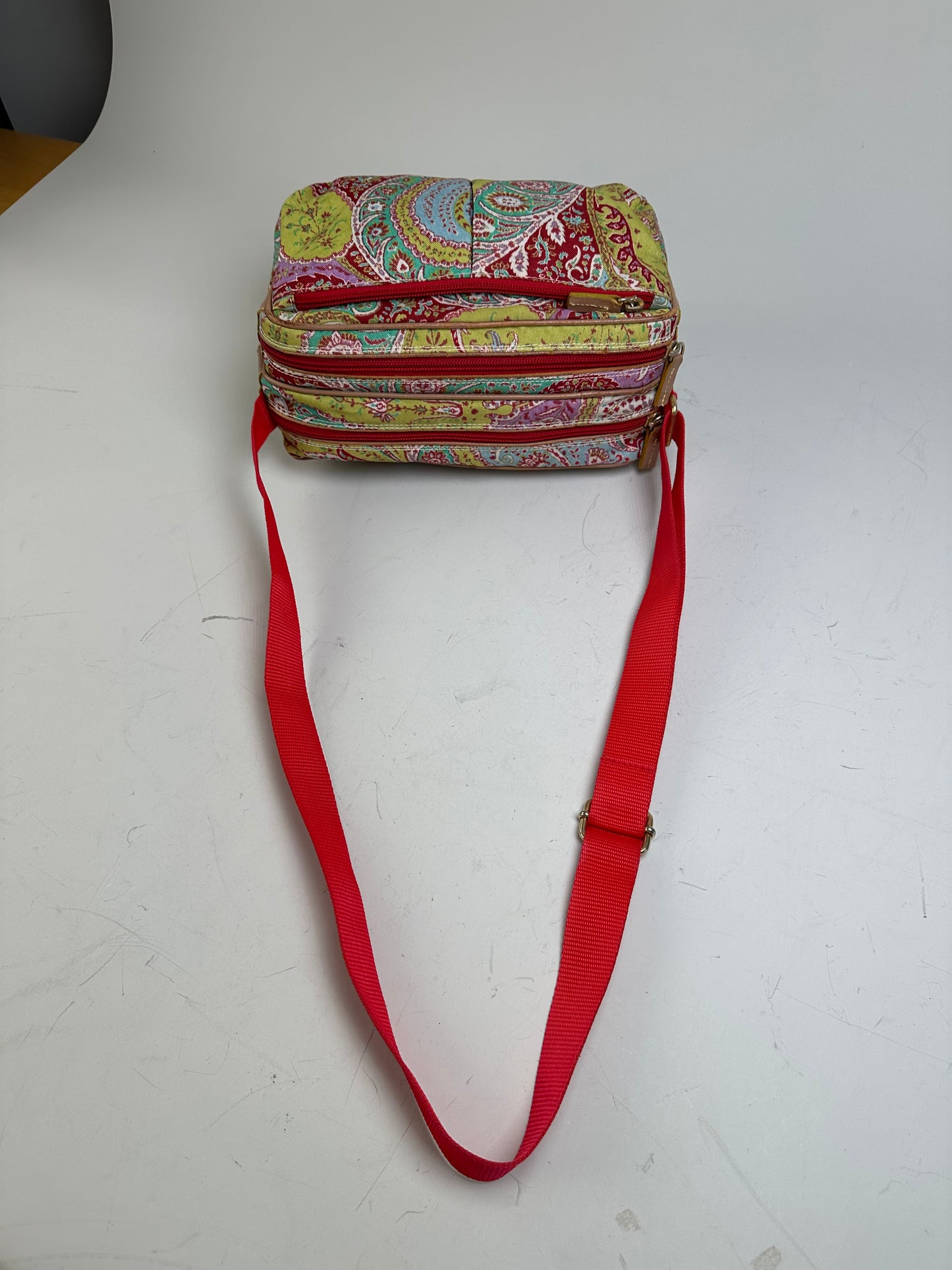 Vintage Etro Paisley Print Cotton Crossbody Bag Red Green Blue