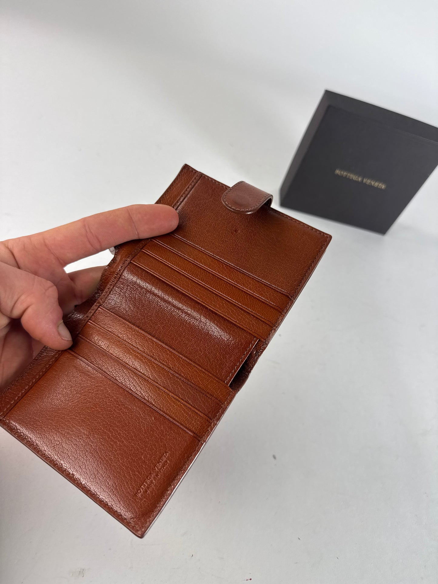 Vintage Bottega Veneta Butterfly Monogram Leather Wallet Brown