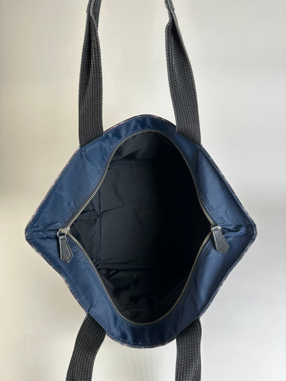 Vintage Burberry Nylon Tote Bag Navy White Gray