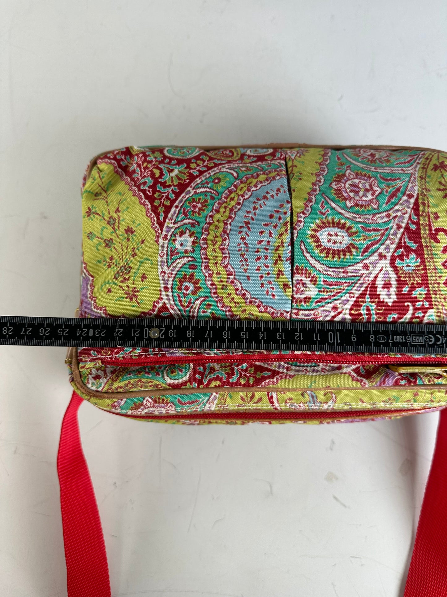 Vintage Etro Paisley Print Cotton Crossbody Bag Red Green Blue