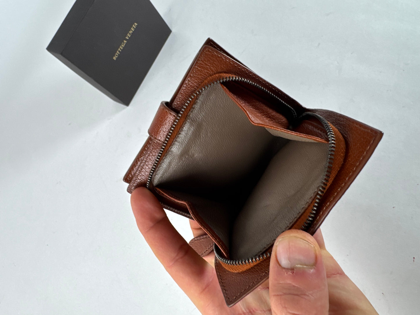 Vintage Bottega Veneta Butterfly Monogram Leather Wallet Brown