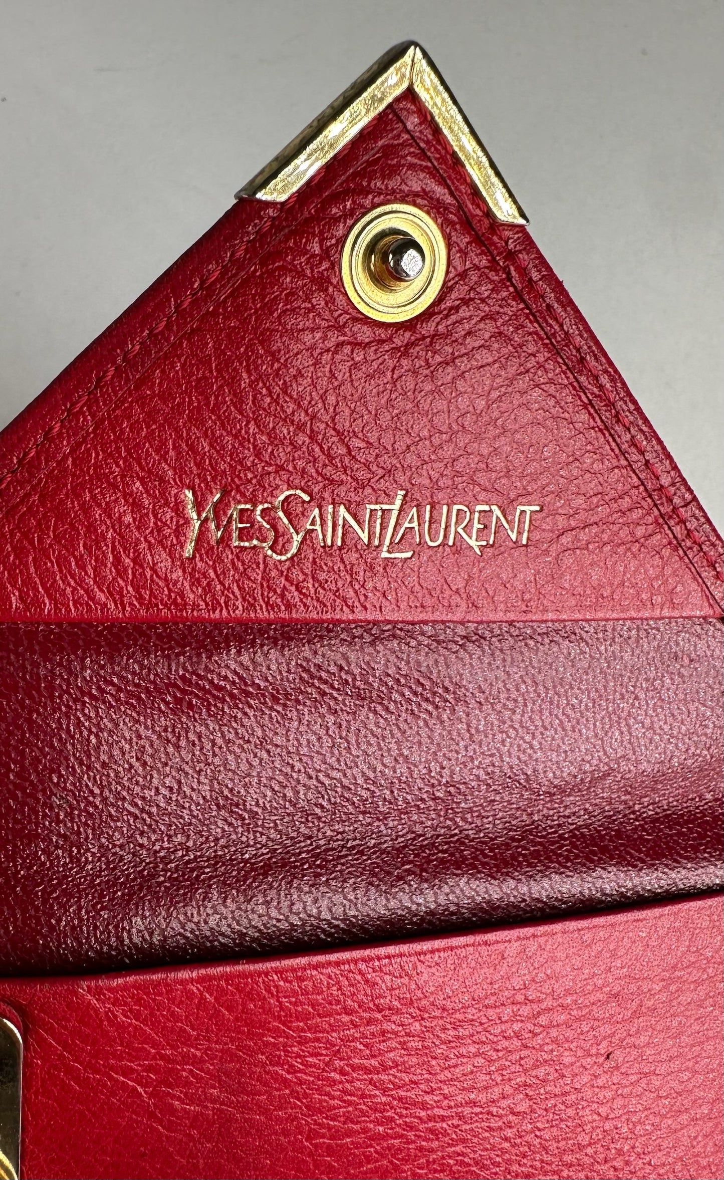 Vintage Yves Saint Laurent Leather Card Holder \ Key Holder Red