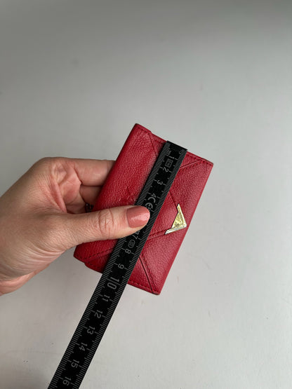 Vintage Yves Saint Laurent Leather Card Holder \ Key Holder Red