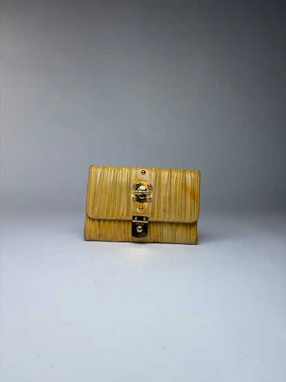 Vintage Mit Miu Miu Matelassé Patent Bifold Wallet Late 2000s Yellow