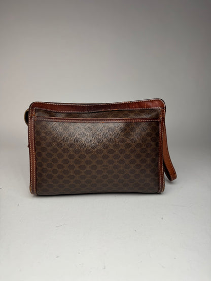 Vintage Celine Paris Leather Monogram Clutch Brown