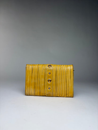 Vintage Mit Miu Miu Matelassé Patent Bifold Wallet Late 2000s Yellow