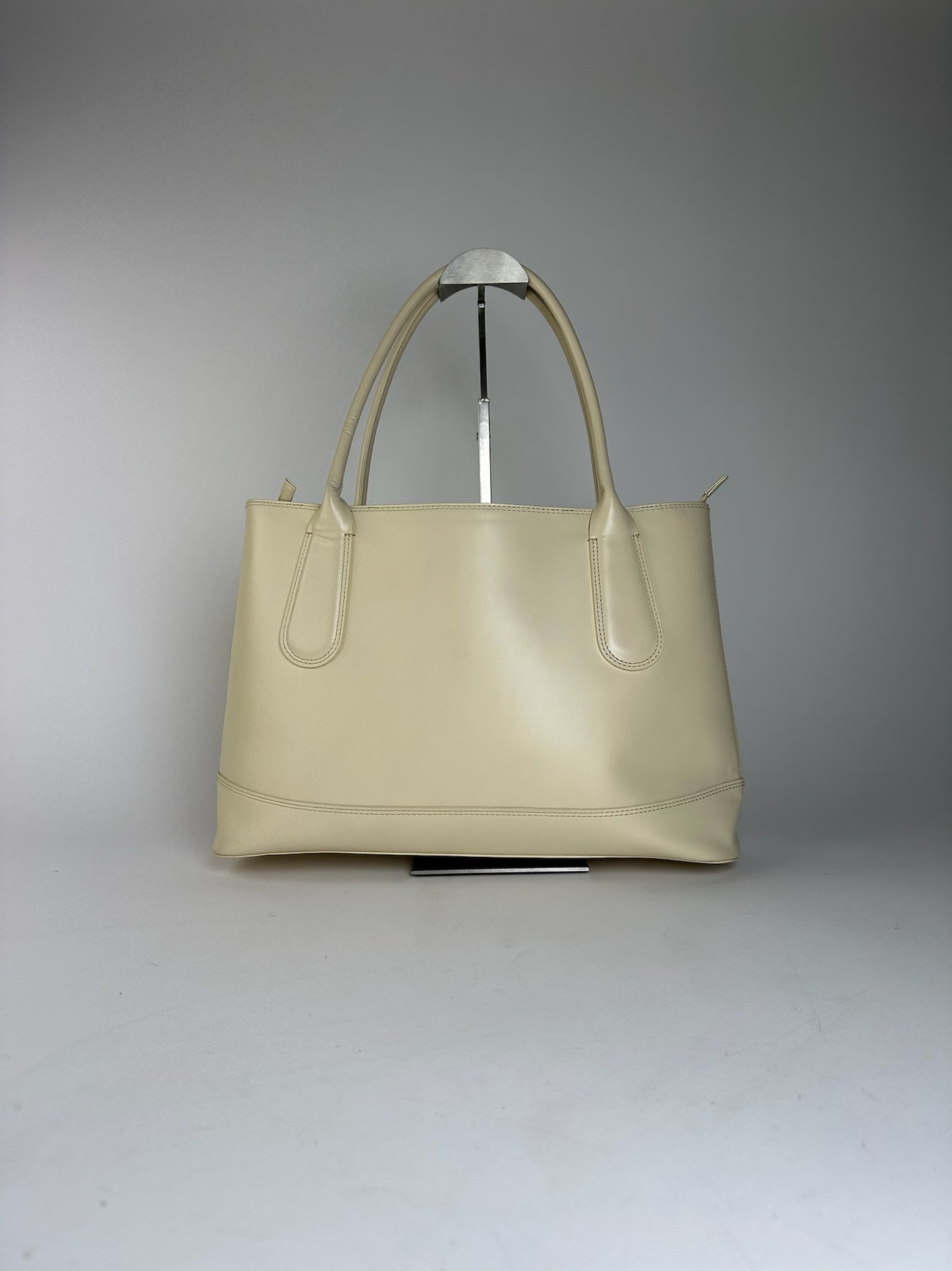 Vintage Issey Miyake Leather Handbag White Cream