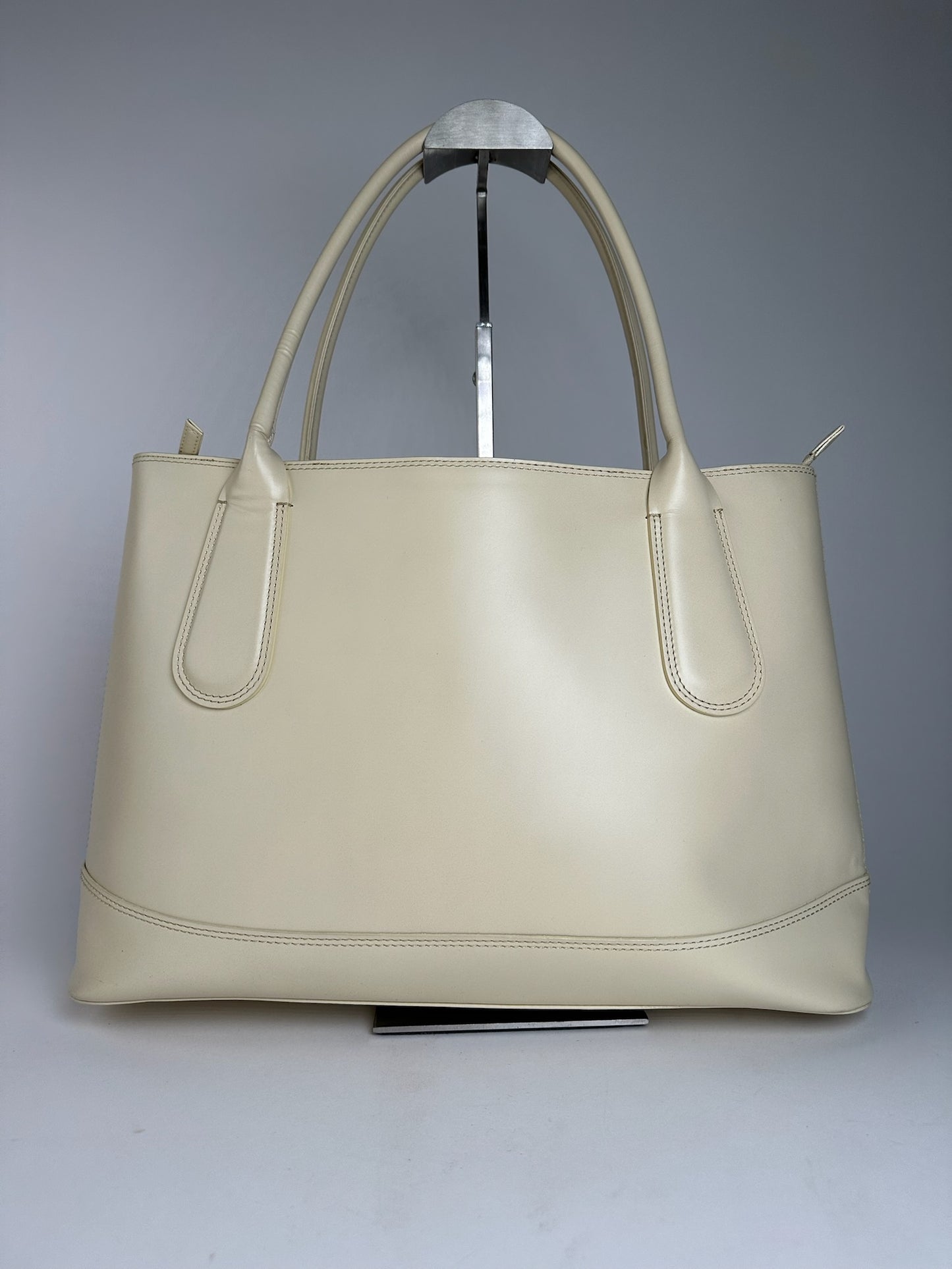 Vintage Issey Miyake Leather Handbag White Cream