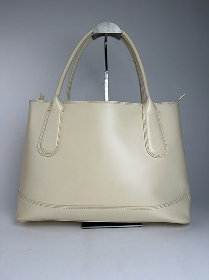 Vintage Issey Miyake Leather Handbag White Cream